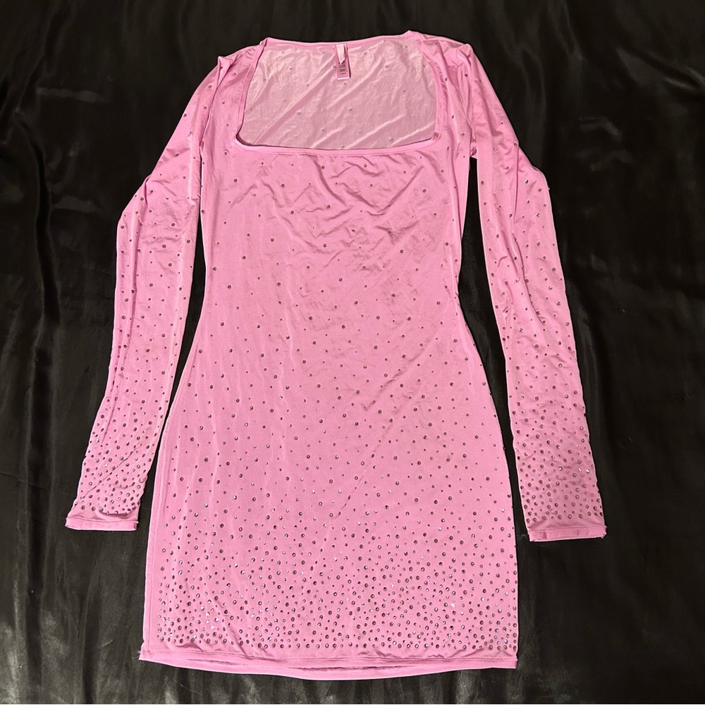 Skims pink jelly cheer rhinestone dress